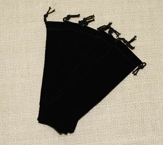 Black Velour Drawstring Pen Pouch- 5 Pack