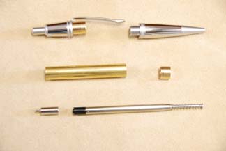 Sierra Button Click Pen-  Satin Chrome with Chrome